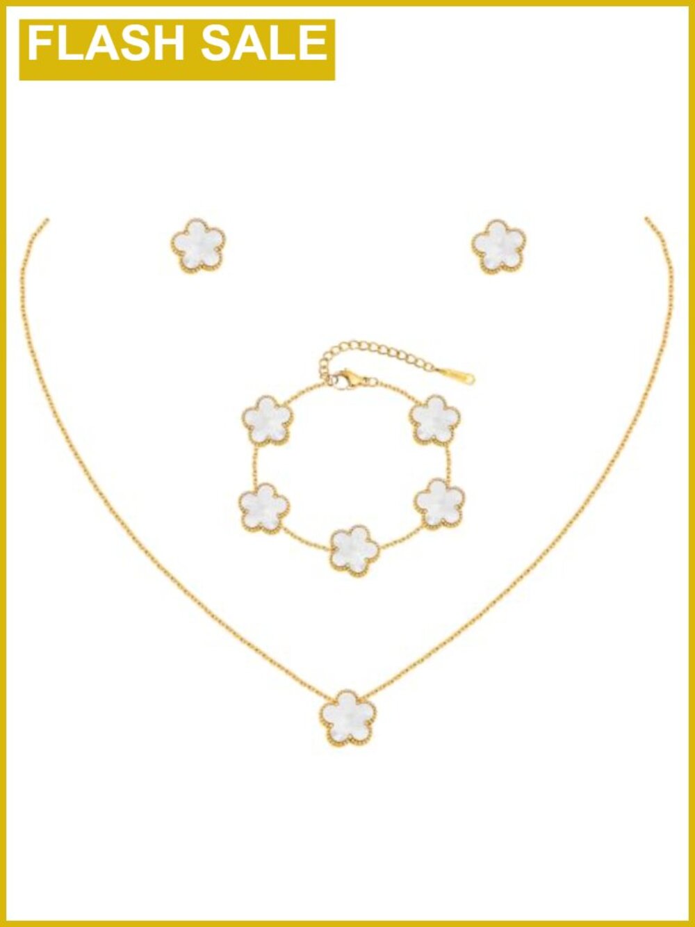 KSF 18K Gold Plated Flower Jewelry Set Necklace Bracelet Earrings